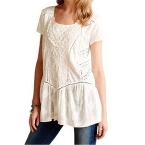 Anthropologie White Lace Blouse